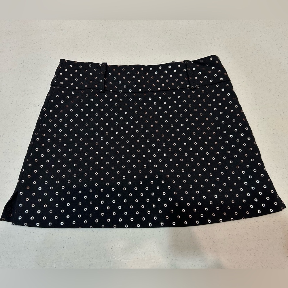 (M) Vintage Black/Metallic Polka Dot Miniskirt